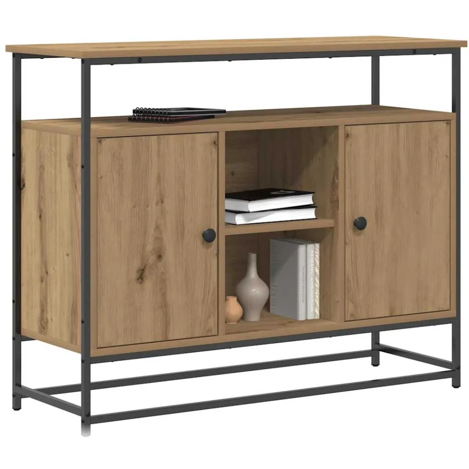 vidaXL Dressoir Artisan Eiken 100 x 35 x 80 cm Bewerkt hout Bruin