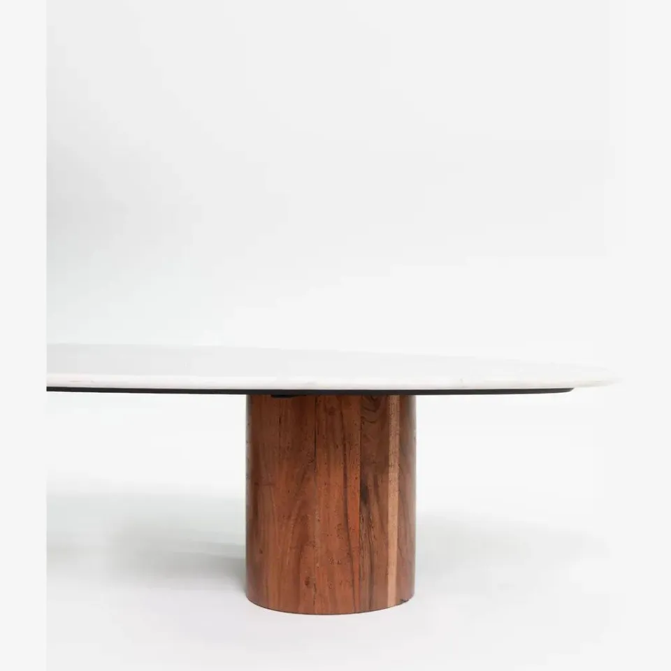Sissy-Boy salontafel met marmer blad en asymmetrisch onderstel beige, foto 2