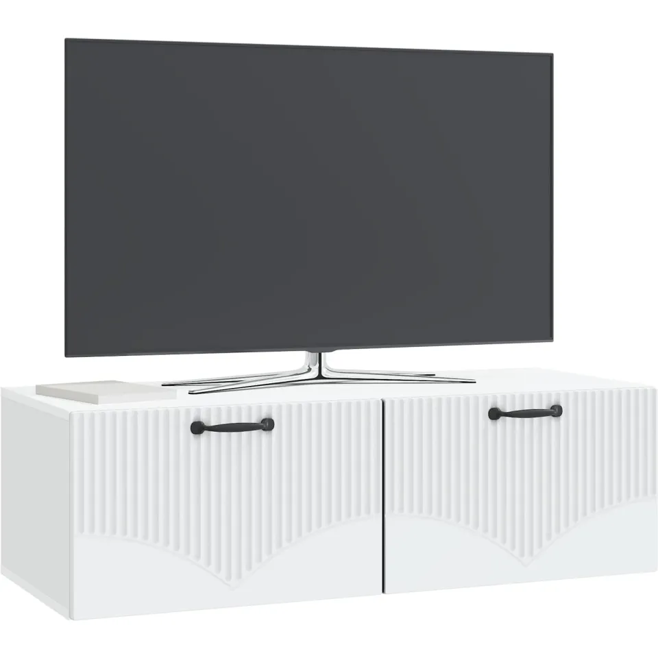 vidaXL Wandbeugel TV-kast Wit 98 x 41 x 30 cm Bewerkt hout, foto 2