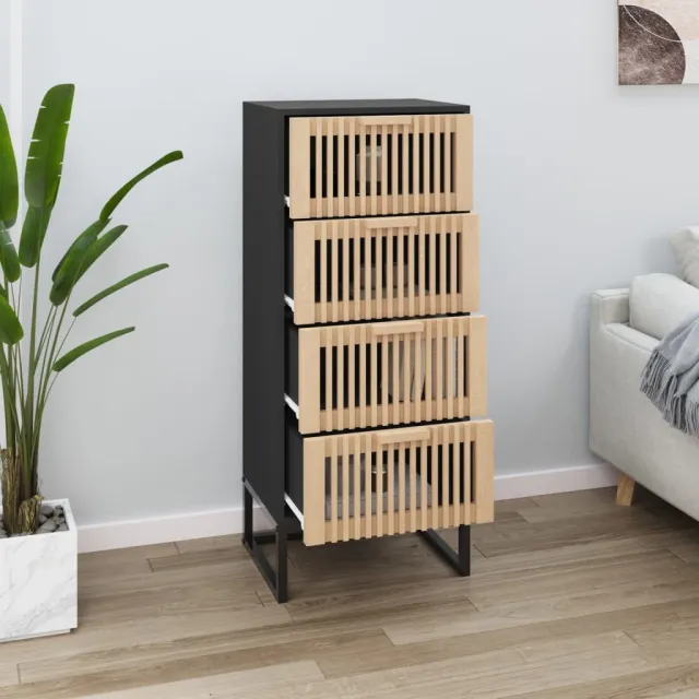 vidaXL Hoge kast 40x30x95 cm bewerkt hout zwart, foto 2