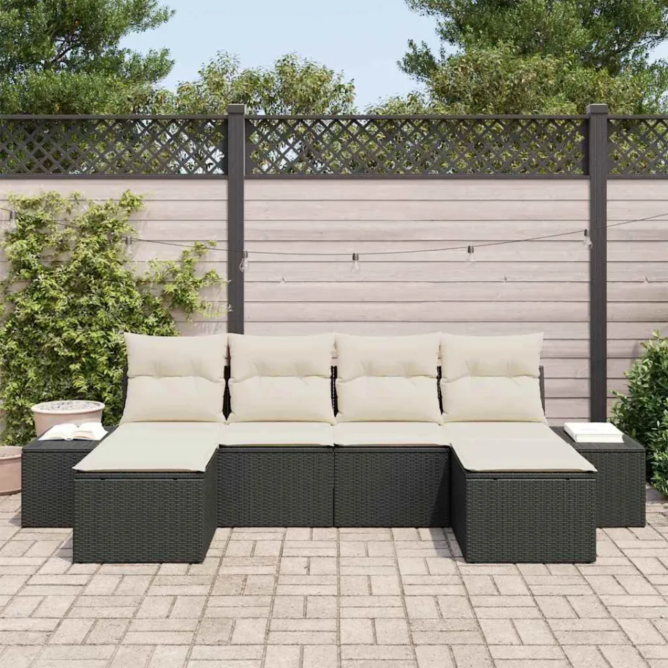 vidaXL Tuin Sofa Set 6 st Zwart poly rattan, foto 3