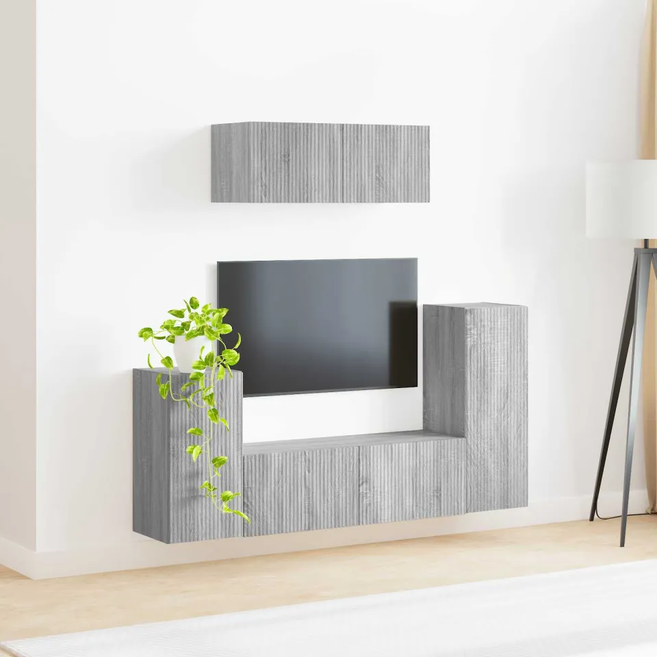 vidaXL Tv-meubelset 4 st Grijs Sonoma Bewerkt hout, foto 4