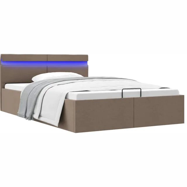 vidaXL Bedframe met hydraulische opslag en LED stof taupe 120x200 cm