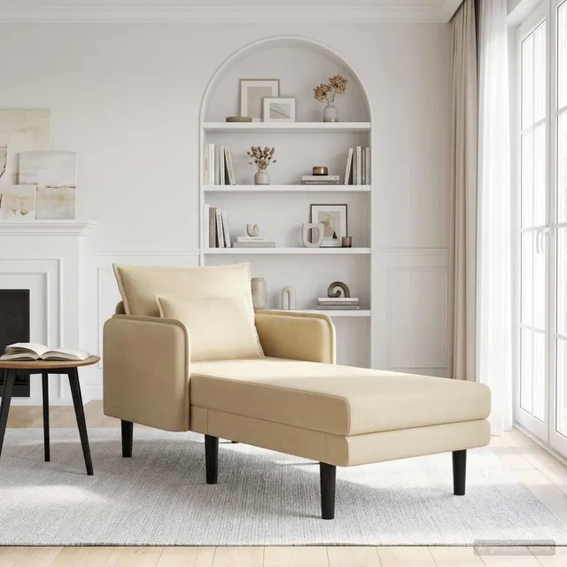 vidaXL Grote chaise longue Grijs groen Katoenen stof, foto 2