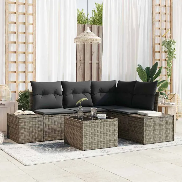 vidaXL Tuinbankenset met opslag Lichtgrijs poly rattan, foto 2