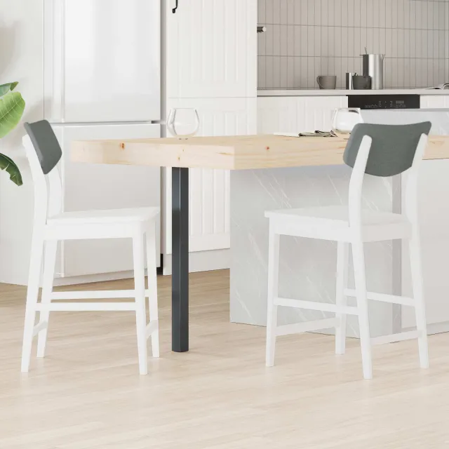 vidaXL Eettafelstoelen 2 st Massief Rubberhout Wit 48 x 49 x 95 cm
