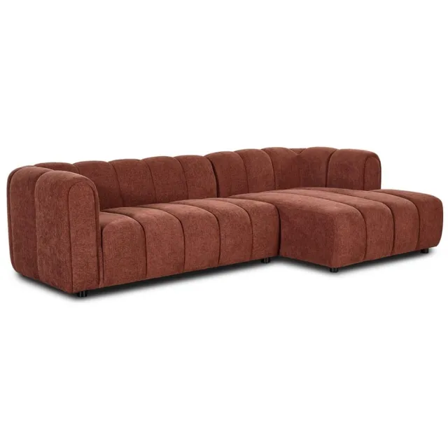 Giga Living Hoekbank Fay Chenille Burgundy Rechts - Giga Meubel