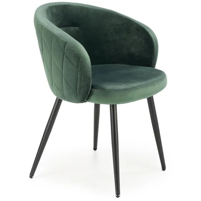 Halmar K430 - Eetkamerstoel - Velvet - Donkergroen - Metaal Donkergroen;Zwart