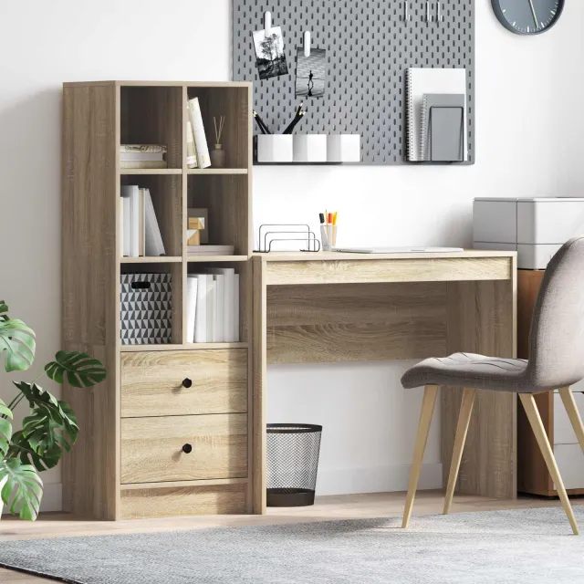 vidaXL Bureau Sonoma Eiken 135,5 x 40 x 127 cm 2 st, foto 2