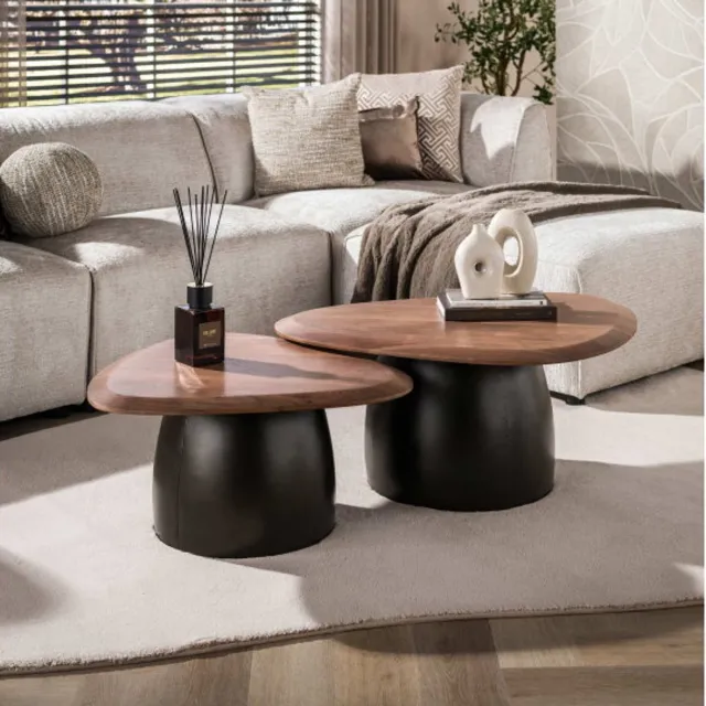 Meubelplaats Salontafel Melta set/2 - Massief acacia bruin Naturel