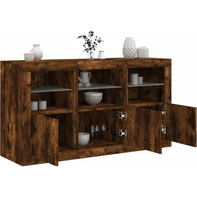 vidaXL Dressoir met LED-verlichting 123x37x67 cm gerookt eikenkleurig Bruin