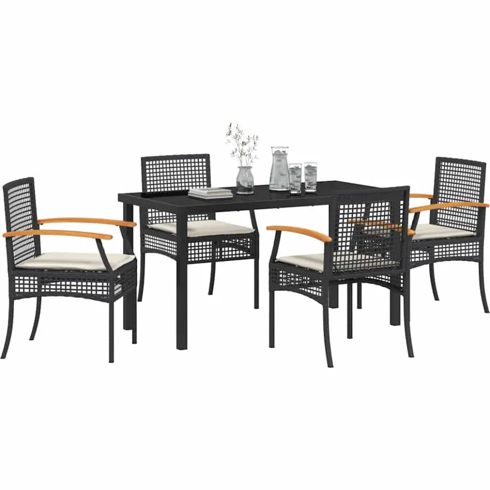 vidaXL Tuin eettafelset 5 st Zwart Rattan