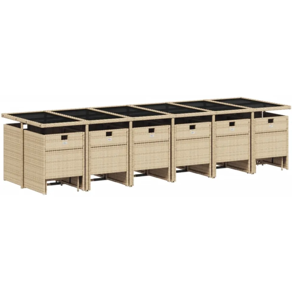vidaXL 17-delige Tuinset met kussens poly rattan gemengd beige