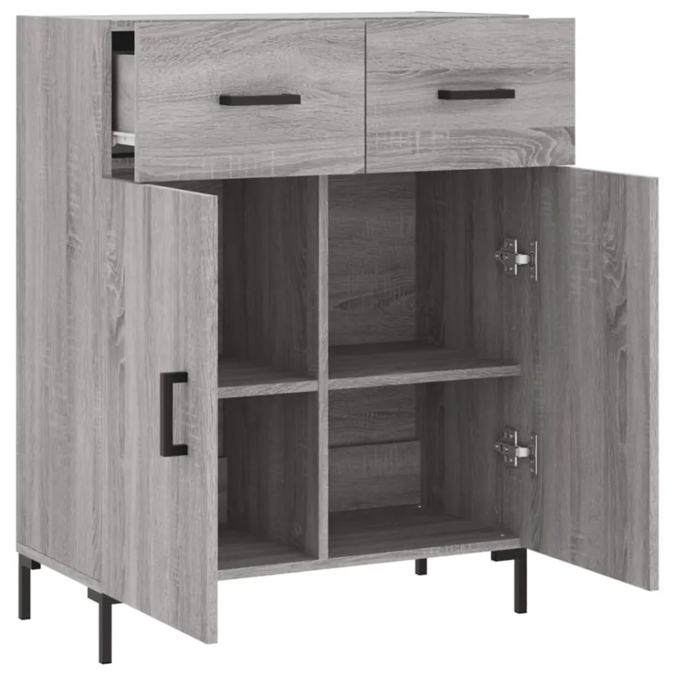 vidaXL Dressoir 69,5x34x90 cm bewerkt hout grijs sonoma eikenkleurig