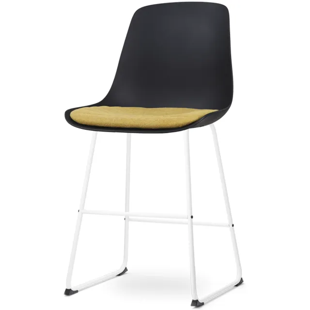 Nolon Nino-Liv barkruk zwart met okergeel zitkussen - wit onderstel - 65 cm