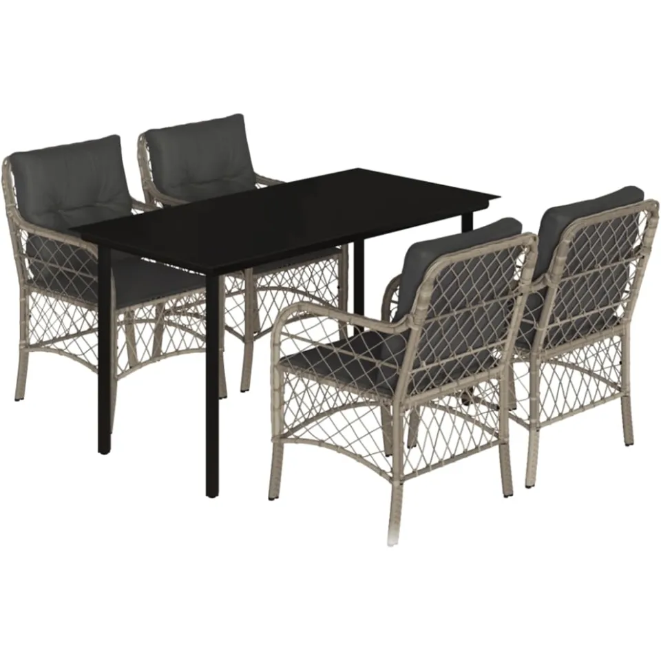 vidaXL 5-delige Tuinset met kussens poly rattan lichtgrijs grijs, foto 3