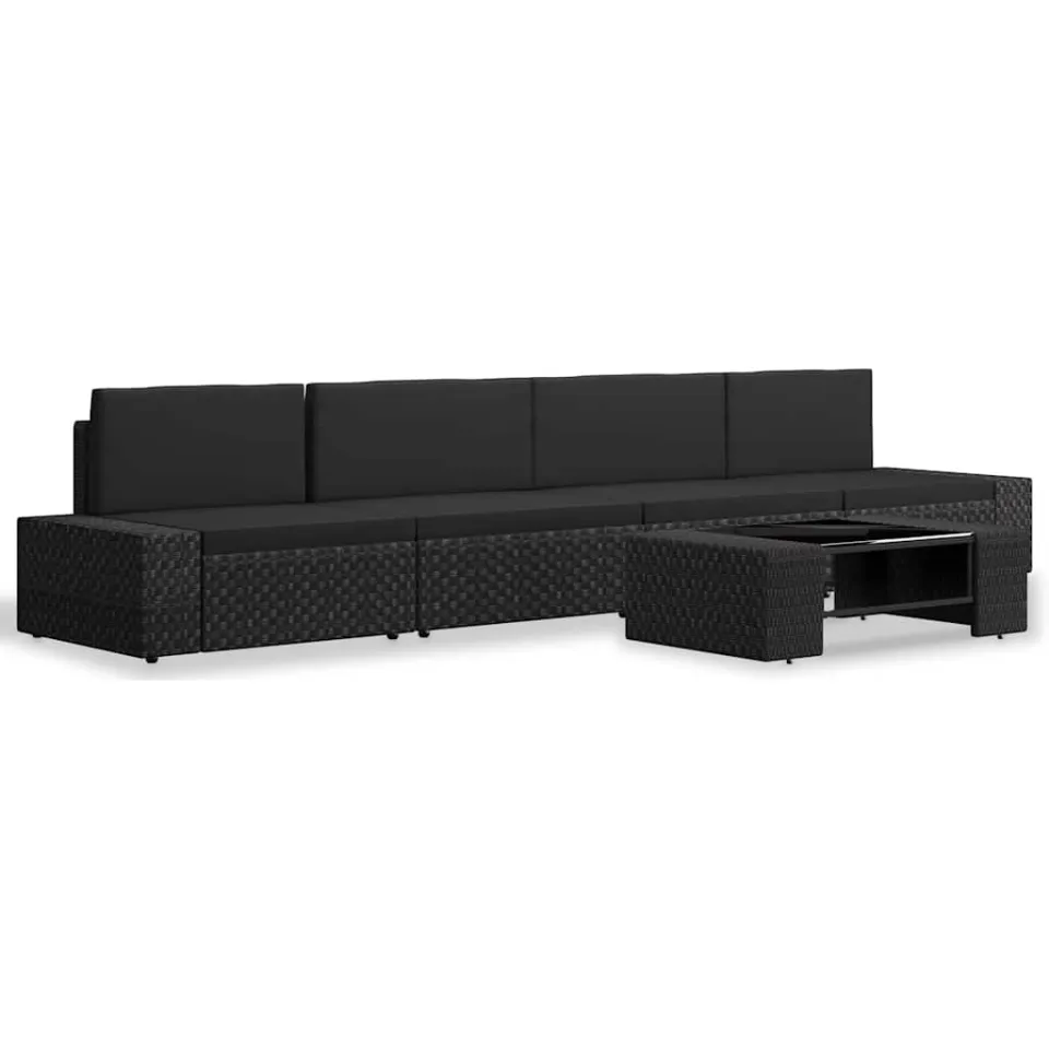 vidaXL 5-delige Loungeset poly rattan zwart, foto 2