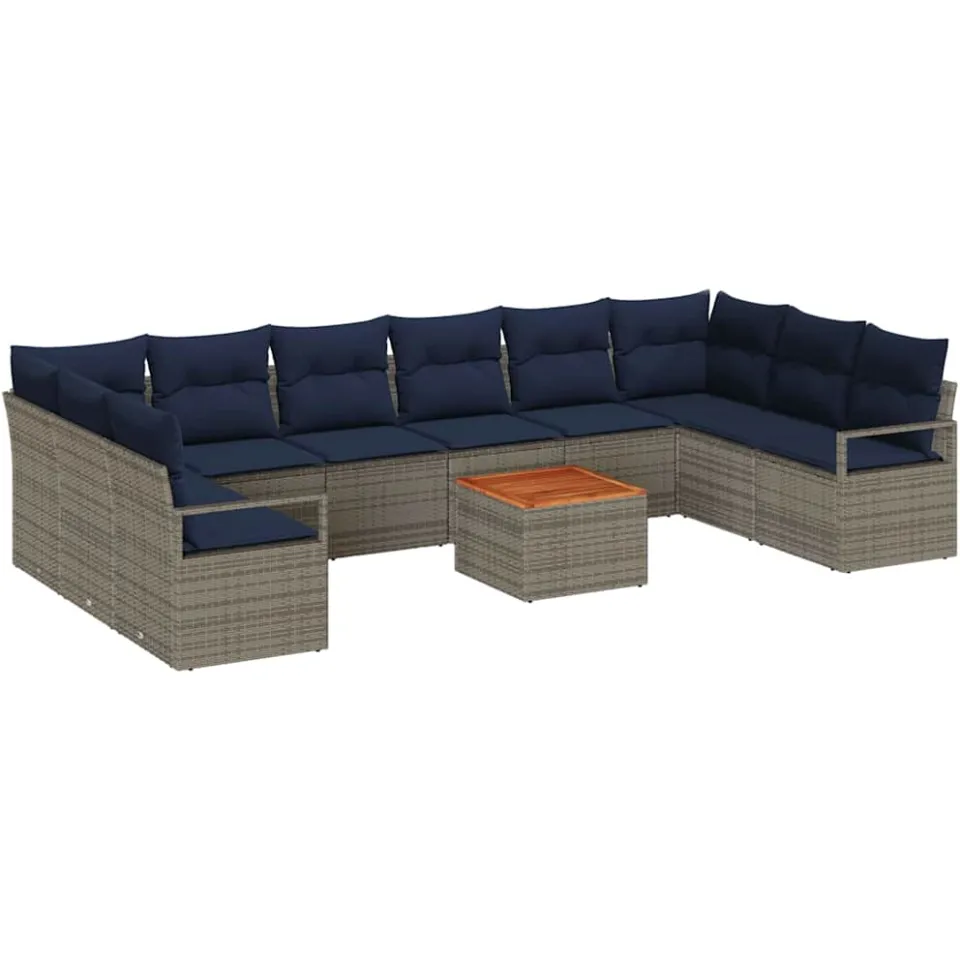 vidaXL Tuinbankenset 11 st Grijs poly rattan, foto 4