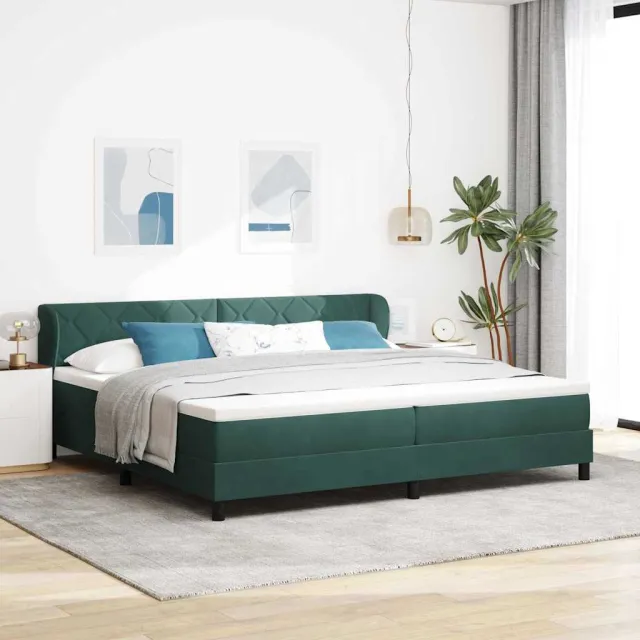 vidaXL Boxspringbed met hoofdeinde Donkergroen 200 x 200 cm Fluweel