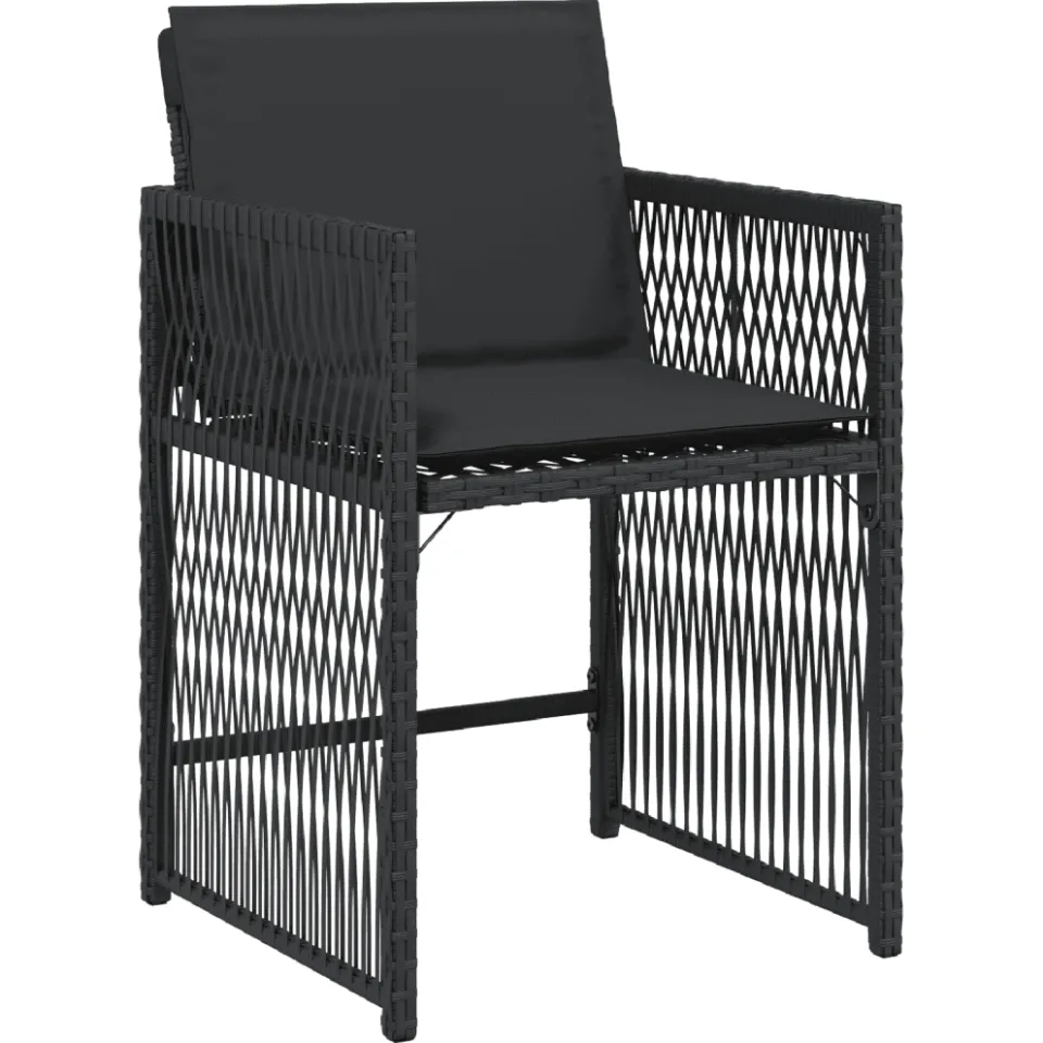 vidaXL 11-delige Tuinset met kussens poly rattan zwart