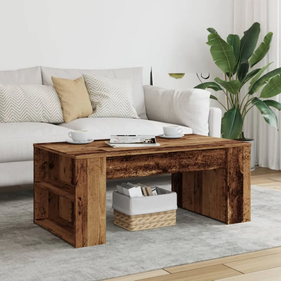 vidaXL Salontafel 102x55x42 cm bewerkt hout oud houtkleurig bruin, foto 2