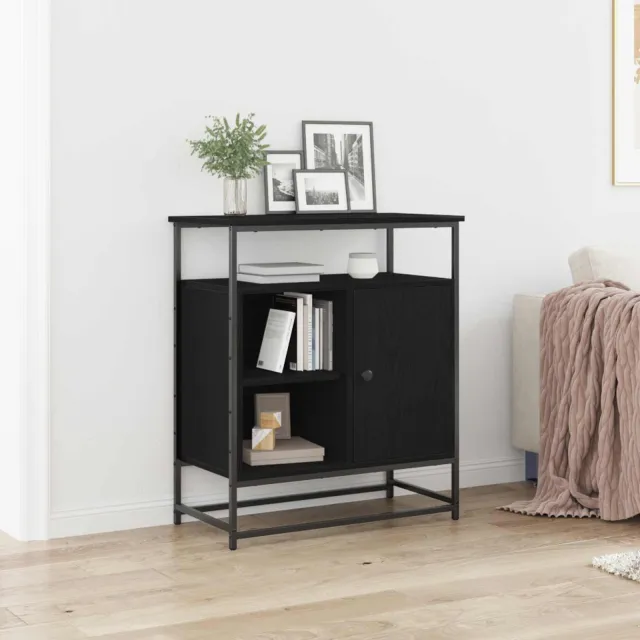 vidaXL Dressoir Zwart Eiken 69 x 35 x 80 cm Bewerkt hout, foto 2