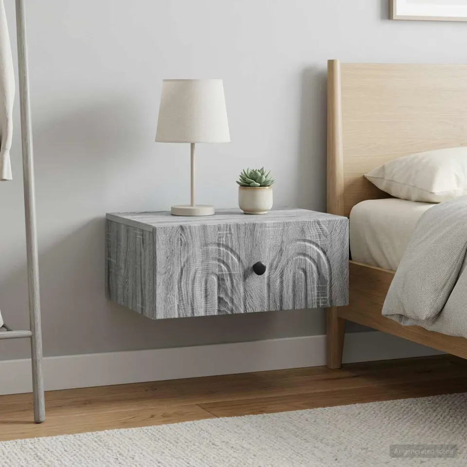vidaXL Wandbeugel Bedkast 2 st Grijs sonoma 49 x 34,5 x 20 cm, foto 3