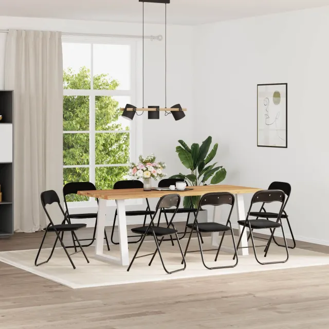 vidaXL Inklapbare stoel 8 st Fluweel Zwart 48 x 44 x 78 cm