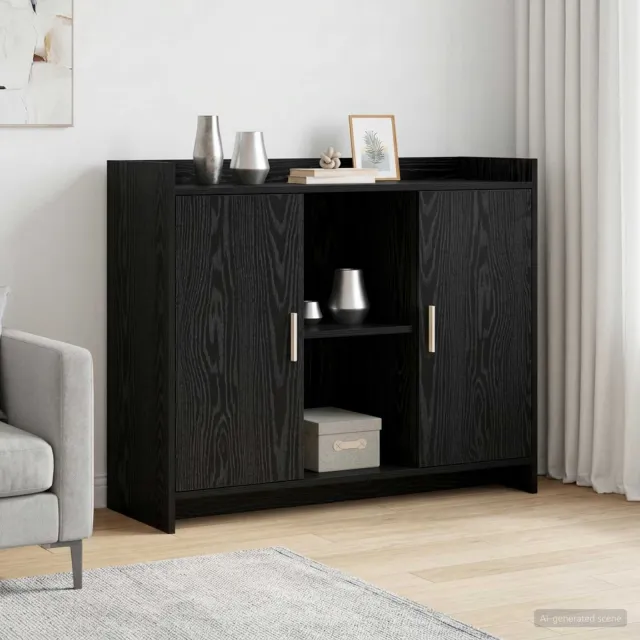 vidaXL Dressoir Black Oak 98,5 x 33 x 80 cm Bewerkt hout, foto 2