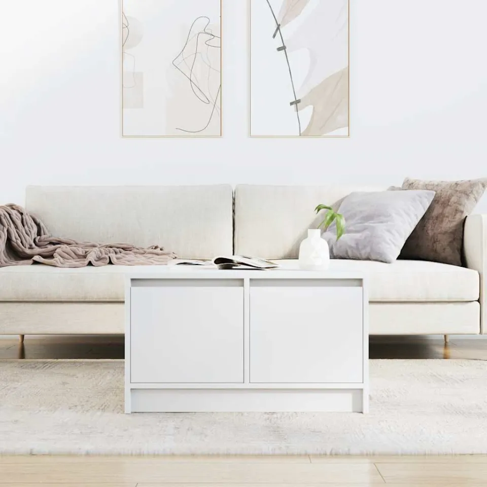 vidaXL Salontafel met lades 70,5x70x40 cm wit, foto 2