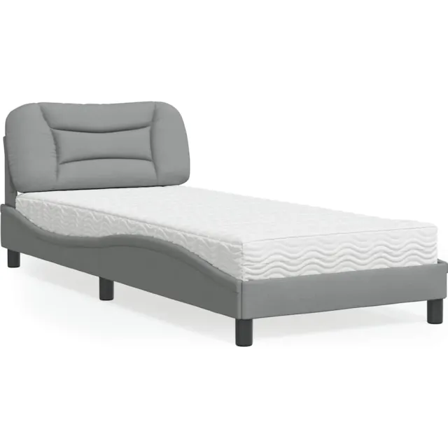 vidaXL Bed met matras "Hvar" stof lichtgrijs 90x190 cm
