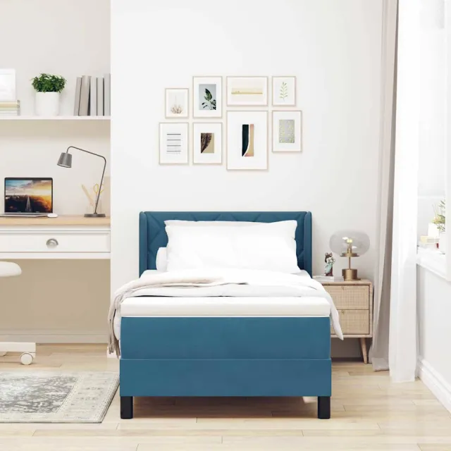 vidaXL Boxspringbed met hoofdeinde Donkerblauw 200 x 90 cm Fluweel