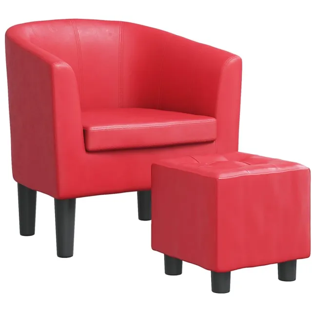 vidaXL Kuipstoel - met - voetenbankje - kunstleer - rood