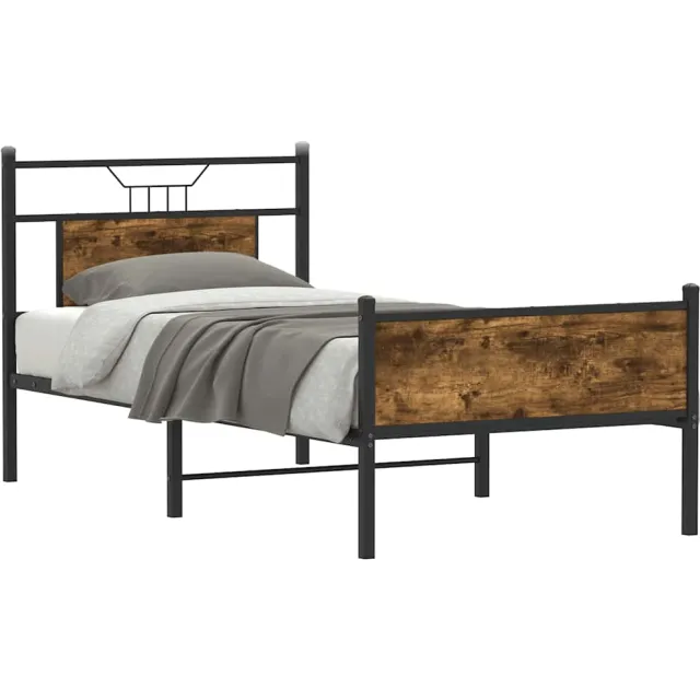 vidaXL Bedframe zonder matras hout gerookt eikenkleurig 90x190 cm
