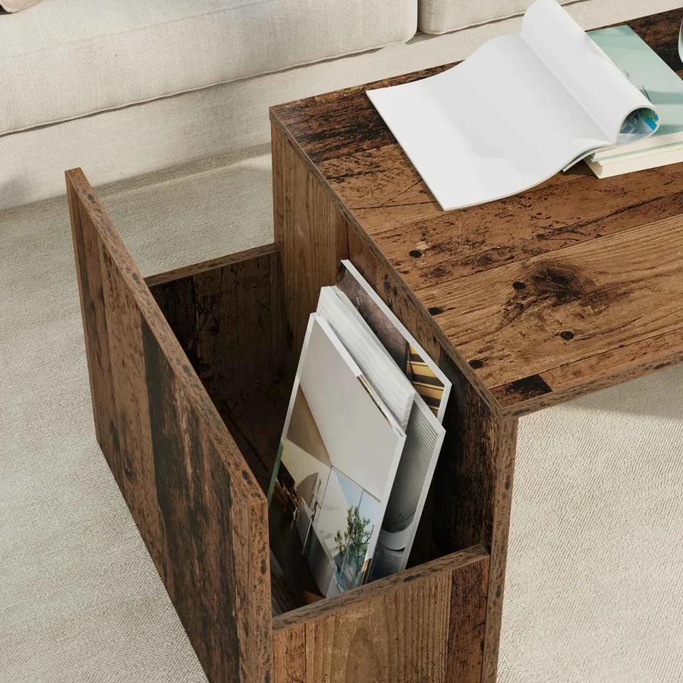 vidaXL Salontafel Oudhout 90 x 45 x 35 cm Bewerkt hout bruin, foto 4