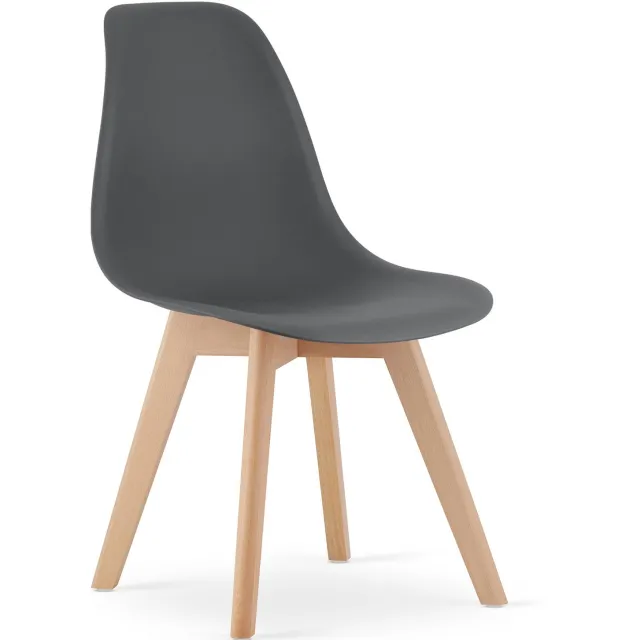 LEOBERT KITO Eetkamerstoel – Donkergrijs Kunststof – Naturelkleurige Kunststof Poten – Moderne Kuipstoel – Modern Design – Voor Eettafel, Keuken en Eetkamer