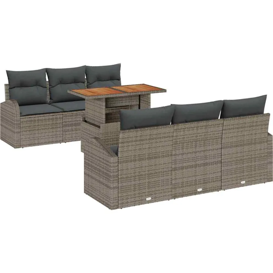 vidaXL Tuin Sofa Set 7 st Grijs Poly riet