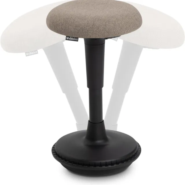 Wobblez Spine Wiebelkruk - in hoogte verstelbare bureaukruk van 45-65 cm - Pebble zitting Zwart frame ZIT - Zwart frame - Pebble zitting