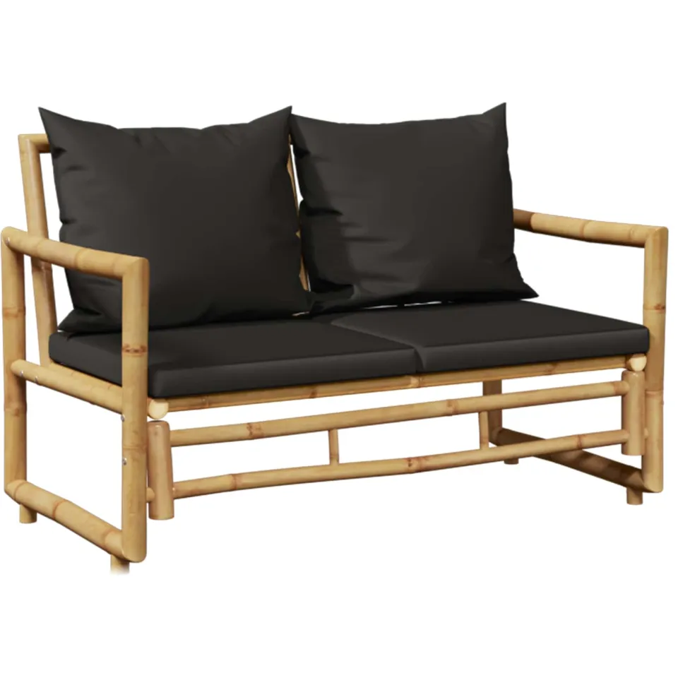 vidaXL 4-delige Loungeset met kussens bamboe grijs