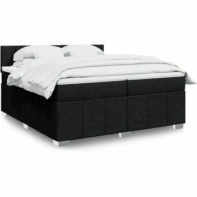 vidaXL Boxspring met matras stof zwart 200x200 cm