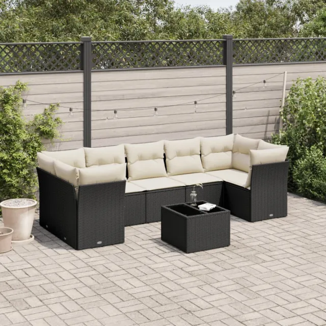 vidaXL 8-delige Loungeset met kussens poly rattan zwart, foto 2