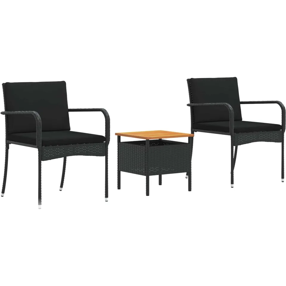 vidaXL Tuinset Zwart poly rattan