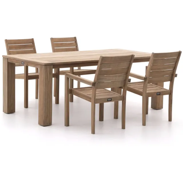 ROUGH Furniture ROUGH-S/ROUGH-X 200cm dining tuinset 5-delig stapelbaar bruin, foto 2