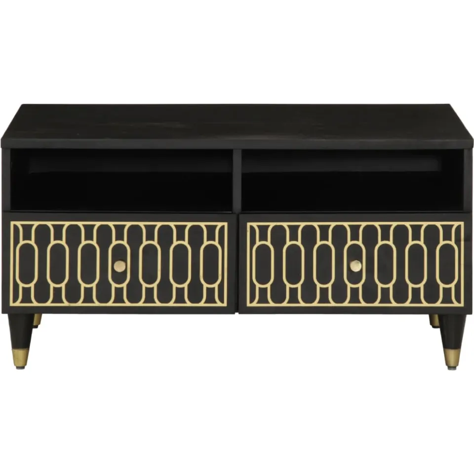 vidaXL Salontafel 80x54x40 cm massief mangohout zwart, foto 3