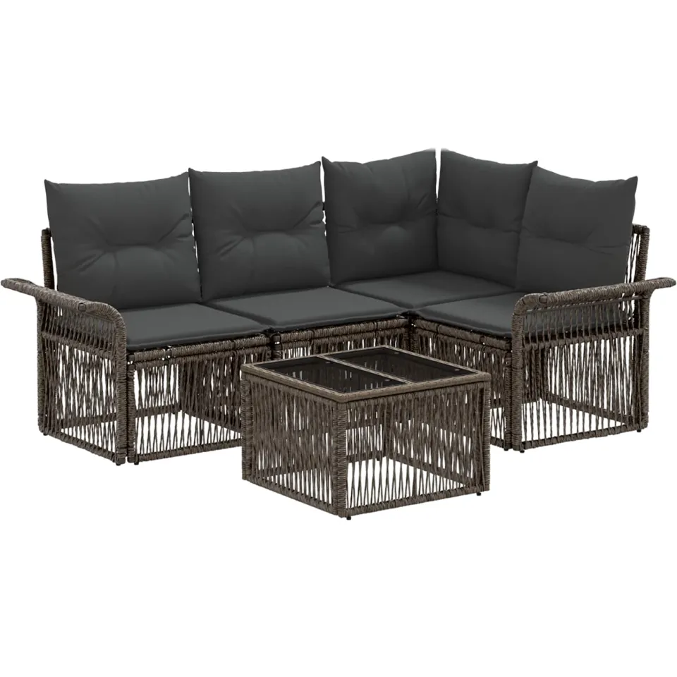 vidaXL Tuinbankenset 5 st 4-zits Grijs poly rattan, foto 3