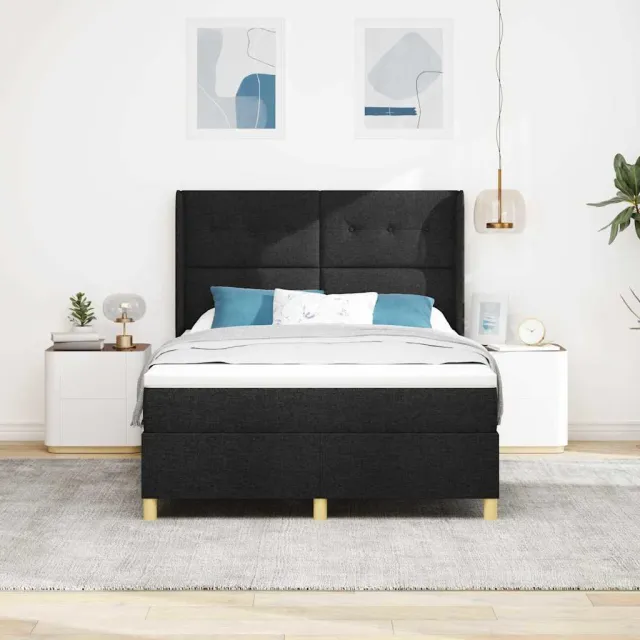 vidaXL Boxspringbed met hoofdeinde Zwart 160 x 200 cm Stof