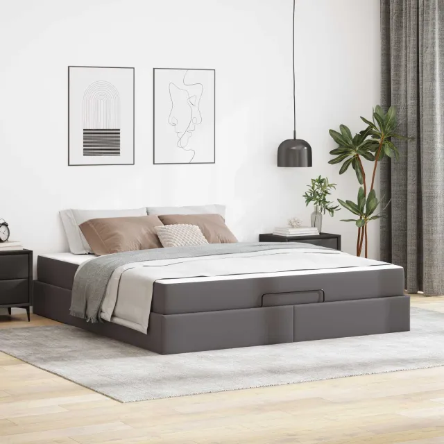 vidaXL Bedframe met matras Anders 2 st Grijs PVC