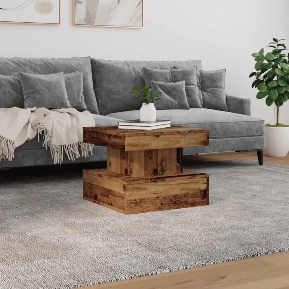 vidaXL Salontafel met LED-verlichting 50x50x40 cm oud houtkleurig bruin, foto 2