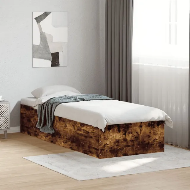 vidaXL Bedframe bewerkt hout gerookt eikenkleurig 100x200 cm