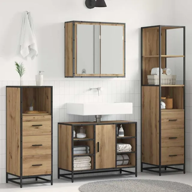 vidaXL Badkamermeubelset 3 st Artisan Eiken 80 x 33 x 60 cm Bruin